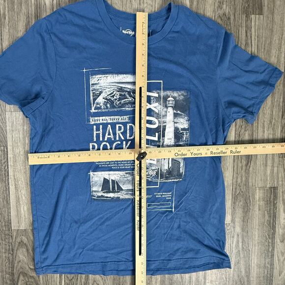 Hard Rock Cafe Blue Graphic Logo Tee Souvenir Band Rock Music Shirt - Picture 2 of 4